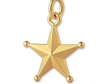 14ct Gold Plated Classic Western Star Charm - Objects & Trinket Charms - 14k Necklace and Bracelet Charms - 14k Gold Earring Charm
