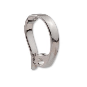 9k Solid White Gold Hinged Bail With Loop, 375 White Gold Necklace Enhancer Clasp With Loop for Pendant | Openable Lock Extender for Chains