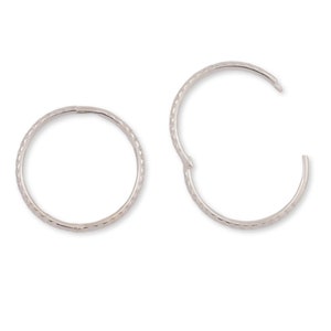 Sterling Silver Hinged Sleeper Clicker Hoops, Hypoallergenic 925 Silver Ribbed Sleepers, Cartilage Earrings, Huggie, Helix, Nose Hoops