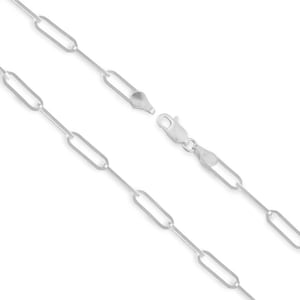Sterling Silver Paperclip Chain Necklace - Custom Length - Solid 925 Silver - Genuine 925 Sterling Silver Chain Necklace For Men & Women