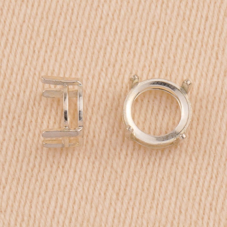 Sterling Silver Round Basket Setting - 4 Prong Claw Round Cabochon Setting - 925 Silver Stone Setting Blank - Jewellery Making Supplies bild 6