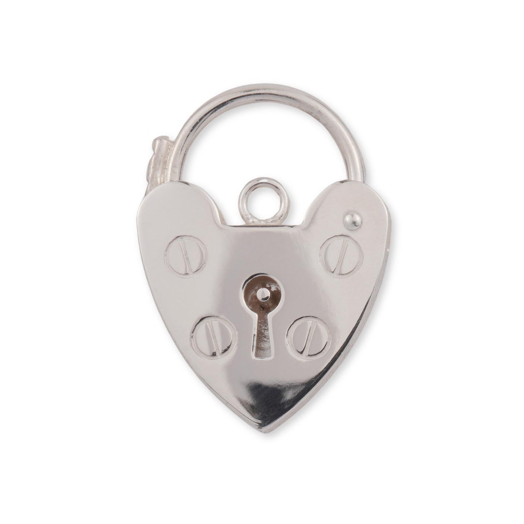 Sterling Silver Heart Padlock Clasp, Vintage Screw Style Heart