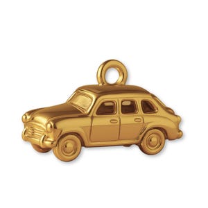 Solid 9ct Yellow Gold Retro Family Sedan Car Charm - Transport & Vehicle Charms - 9k / 375 Gold Necklace, Bracelet and Earring Charm