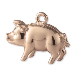 Solid 9ct Rose Gold Heritage Pig Charm - Animal Charms - 9k / 375 Pink Gold Charms for Necklaces, Bracelets and Earrings