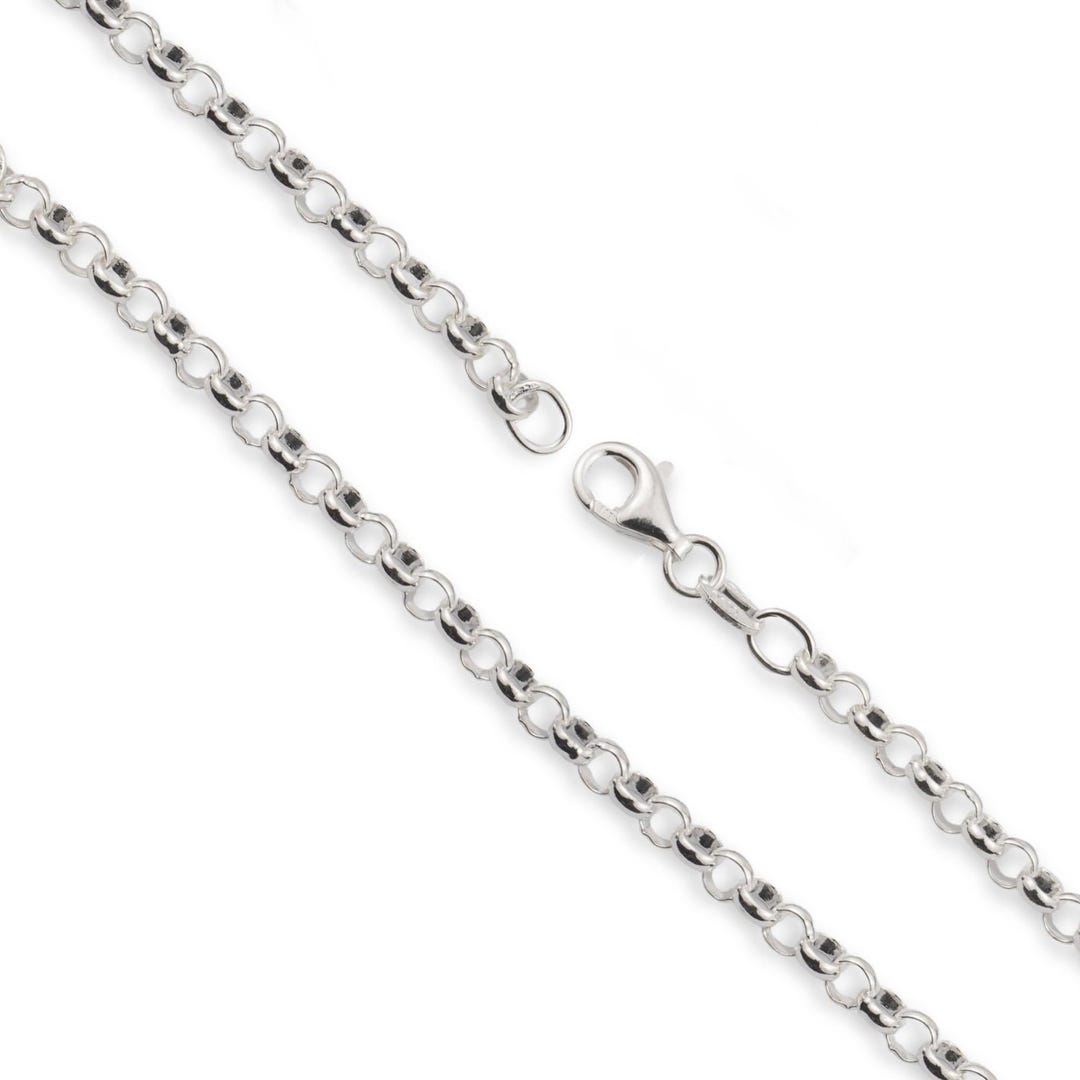 Solid 9ct White Gold Belcher Link Chain Necklace - 1.2mm With Lobster Clasp - Made In UK