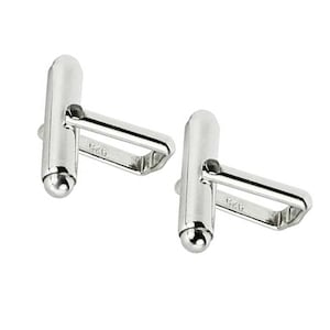 Sterling Round Bullet Cufflink Backs - Pair of Real Silver Cufflink Blanks - 925 Silver Cufflink Backs  Jewellery Making Supplies