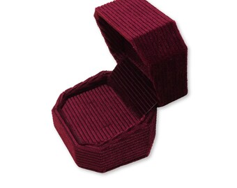 Ringbox – Bordeauxrot | Edle Schmuckkästchen | Luxuriöse Schmuckverpackung aus Samtcord | Professionelle Schmuckaufbewahrungs- und Präsentationsbox