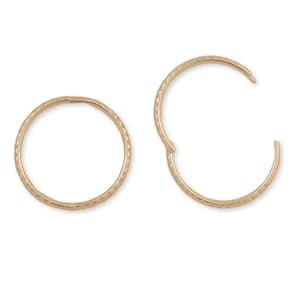 9ct Solid Gold Hinged Sleeper Clicker Hoops, Hypoallergenic 375 Yellow Gold Ribbed Sleepers, Cartilage Earrings, Huggie, Helix, Nose Hoops