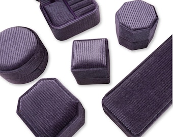 Fine Jewellery Boxes - Deep Purple | Luxury Velvet Jewellery Packaging Set | Ring, Double-Ring, Earrings, Necklace, Bracelet & Watch Boxes