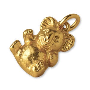 Solid 9ct Yellow Gold Baby Koala Charm - Animal Charms - 9k / 375 Gold Charms for Necklaces, Bracelets and Earrings