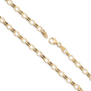 18k Solid Gold Oval Belcher Chain Necklace - Custom Length - Solid 750 Yellow Gold - Genuine 18ct Gold Chain Necklace For Men & Women