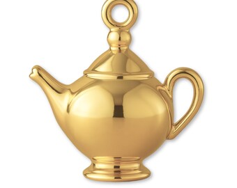 14ct Gold Plated Classic Teapot Charm - Objects & Trinket Charms - 14k Necklace and Bracelet Charms - 14k Gold Earring Charm