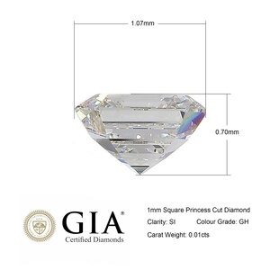 1mm Natural SI Square Princess Cut Diamond | Clarity: SI | Colour GH | 0.01 Carat | Gia Certified Loose Cut Diamond | Diamonds for Jewellery image 3
