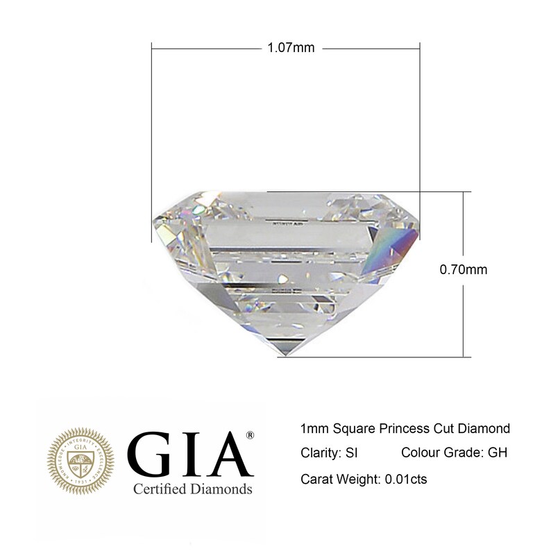 1mm Natural SI Square Princess Cut Diamond | Clarity: SI | Colour GH | 0.01 Carat | Gia Certified Loose Cut Diamond | Diamonds for Jewellery image 3