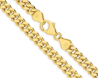 18k Solid Gold Miami Cuban Link Chain Necklace - Custom Length - Solid 750 Yellow Gold - Genuine 18ct Gold Chain Necklace For Men & Women