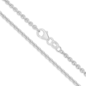 18k Solid White Gold Cable Chain Necklace - Custom Length - Solid 750 White Gold - Genuine 18ct White Gold Chain Necklace For Men & Women