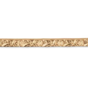 May include: A gold-colored metal trim with a repeating pattern of stylized roses and leaves.