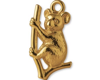 Solid 18ct Yellow Gold Perched Koala Charm - Animal Charms - 18k / 750 Gold Charms for Necklaces, Bracelets and Earrings