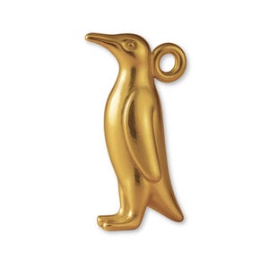 Solid 9ct Yellow Gold King Penguin Charm - Animal Charms - 9k / 375 Gold Charms for Necklaces, Bracelets and Earrings