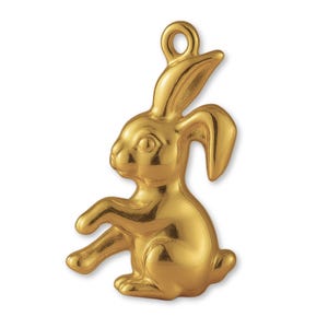 Solid 9ct Yellow Gold Bunny Rabbit Charm - Animal Charms - 9k / 375 Gold Charms for Necklaces, Bracelets and Earrings