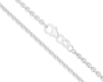 May include: A silver chain necklace featuring round interlocking links and a lobster claw clasp. A small rectangular tag is attached near the clasp, clearly engraved with the text 925 and ITALY, indicating the metal composition and origin.