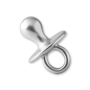 Solid 925 Sterling Silver Vintage Pacifier Charm - Baby & Childhood Charms - 925 Silver Necklace, Bracelet and Earring Charm