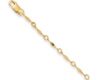 14k Gold Mini Figaro Bar Chain Extender - Custom Length Extension Chain for Necklaces, Bracelets, Anklets - 14/20 Gold Filled Chain Extender