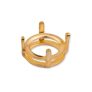 9k Solid Gold Round Basket Setting - 4 Prong Claw Round Cabochon Setting - 375 Yellow Gold Stone Setting Blank - Jewellery Making Supplies