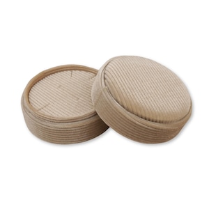 Round Necklace Box - Cream | Fine Jewellery Boxes | Luxury Velvet Corduroy Jewellery Packaging | Bracelet, Pendant, Chain, Charm Box