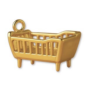 Solid 18ct Yellow Gold Classic Baby Cot Charm - Baby & Childhood Charms - 18k / 750 Gold Necklace, Bracelet and Earring Charm