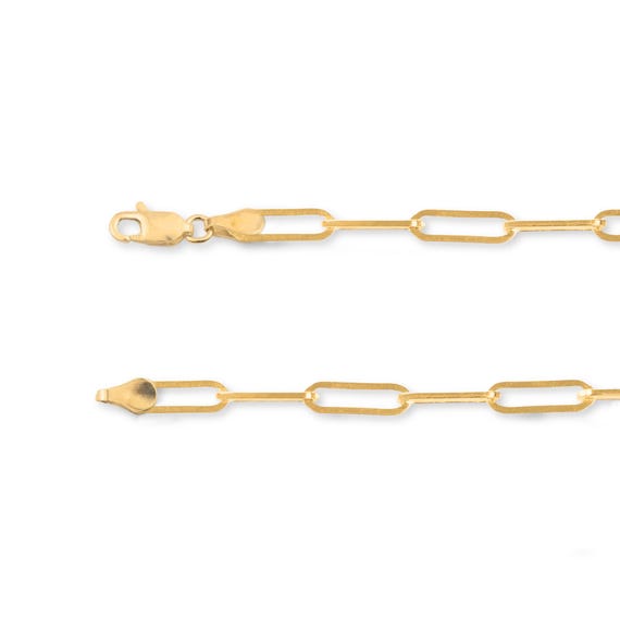 18k Solid Gold Paperclip Chain Bracelet Custom Length Solid