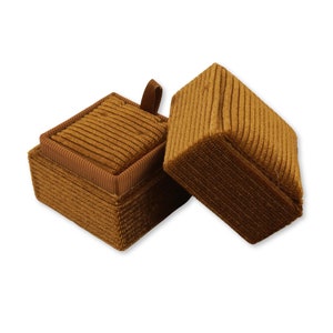 Square Necklace Pendant Box - Caramel Brown | Fine Jewellery Boxes | Velvet Corduroy Jewellery Packaging | Professional Jewellery Storage