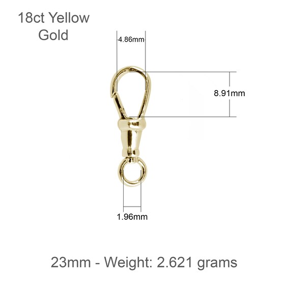 18k Solid Yellow Gold Swivel Push Lock Clasp Solid Gold Albert Swivel Clasp  With Closed Ring Anti Tangle Chain Clasp Gold Findings 