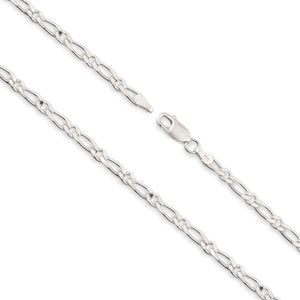 Sterling Silver Figaro 1:1 Chain Necklace - Custom Length - Solid 925 Silver - Genuine 925 Sterling Silver Chain Necklace For Men & Women