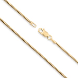 9k Solid Gold Snake Chain Necklace - Custom Length - Solid 375 Yellow Gold - Genuine 9ct Gold Chain Necklace For Men & Women