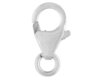 Sterling Silver Lobster Clasp - 925 Silver Lobster Claw Trigger Clasp - Sterling Silver Clasp with Jump Ring - Lobster Necklace Clasp