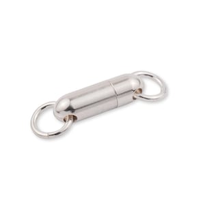 Sterling Silver Magnetic Tube Clasp with Jump Rings - Magnetic Bullet Clasp For Necklace and Bracelet - 925 Silver Magnetic Pill Clasp