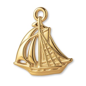 14ct Gold Plated Sailing Schooner Charm - Nautical & Sea Charms - 14k Necklace and Bracelet Charms - 14k Gold Earring Charm