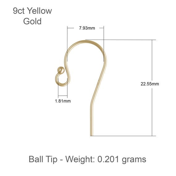 Buy 9k Solid Gold Hook Earrings With Loop, 375 Yellow Gold Ball