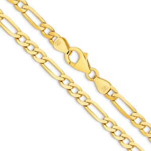 18k Solid Gold L.A. Figaro Chain Necklace - Custom Length - Solid 750 Yellow Gold - Genuine 18ct Gold Chain Necklace For Men & Women