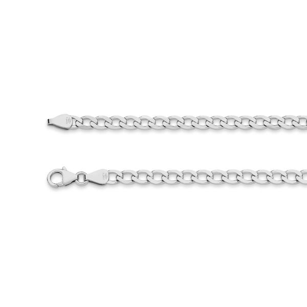 18k Solid White Gold New York Curb Chain Bracelet - Custom Length - Solid 750 White Gold - Genuine 18ct Gold Chain Bracelet / Anklet