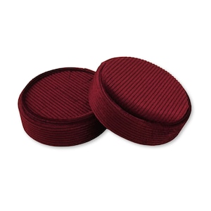 Round Earring Box - Maroon | Fine Jewellery Boxes | Luxury Velvet Corduroy Jewellery Packaging | Stud, Ring, Necklace or Pendant Box