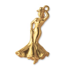 14ct Gold Plated Flamenco Dancer Charm - Music / Arts Charms - 14k Necklace & Bracelet Charms - 14k Gold Earring Charm
