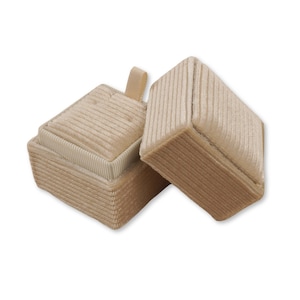 Square Earring Box - Cream | Fine Jewellery Boxes | Luxury Velvet Corduroy Jewellery Packaging | Professional Jewellery Storage
