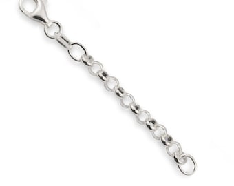 9k Solid White Gold Belcher Chain Extender - Custom Length Extension Chain for Necklaces, Bracelets, Anklets - 9ct White Gold Chain Extender