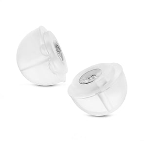 18k Solid White Gold Earring Backs With Silicone Domes, Gold Butterfly Silicone Earring Backings, Hypoallergenic Ear Backs, Ear Nuts - Bulk