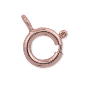 14K Solid Rose Gold Bolt Ring Clasp W/ Open Ring - Spring Loaded Trigger Claw Locking Clasp For Bracelet, Necklace - 585 Pink Gold Bolt Ring