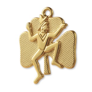 Solid 18ct Yellow Gold Lucky Leprechaun Clover Charm - Good Luck Charm - 18k Gold Necklace & Bracelet Charms - 750 Yellow Gold Earring Charm