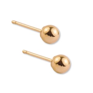 18k Solid Gold Ball Stud Earrings -  750 Yellow Gold Tiny Stud Earrings, Helix Stud, Conch Earrings, Tragus Studs - Choose Your Backing
