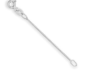 9k Solid White Gold Box Chain Extender - Custom Length Extension Chain for Necklaces, Bracelets, Anklets - 9ct White Gold Chain Extender
